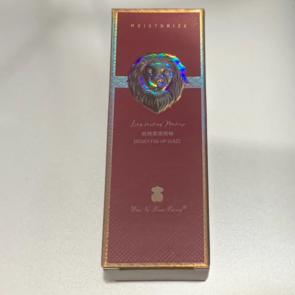 Red Velvet Lip Glaze with Gold Lion NIB